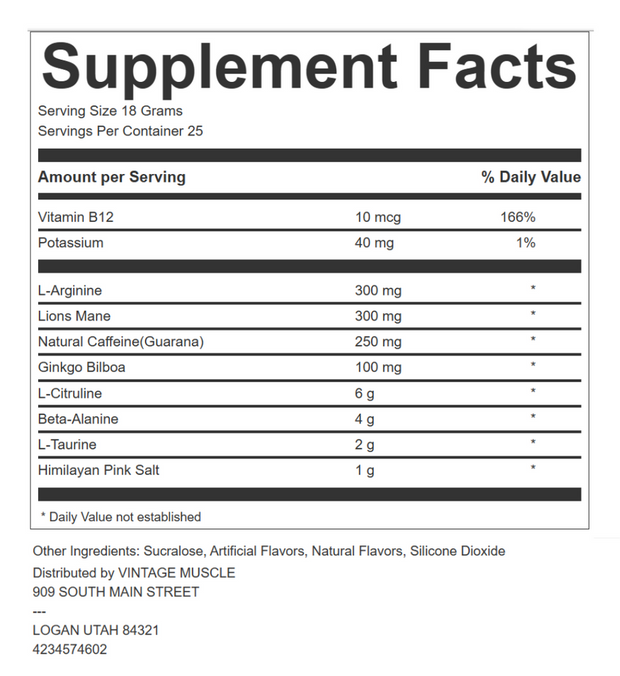 PREWORKOUT - Lions Mane, Natural Caffeine